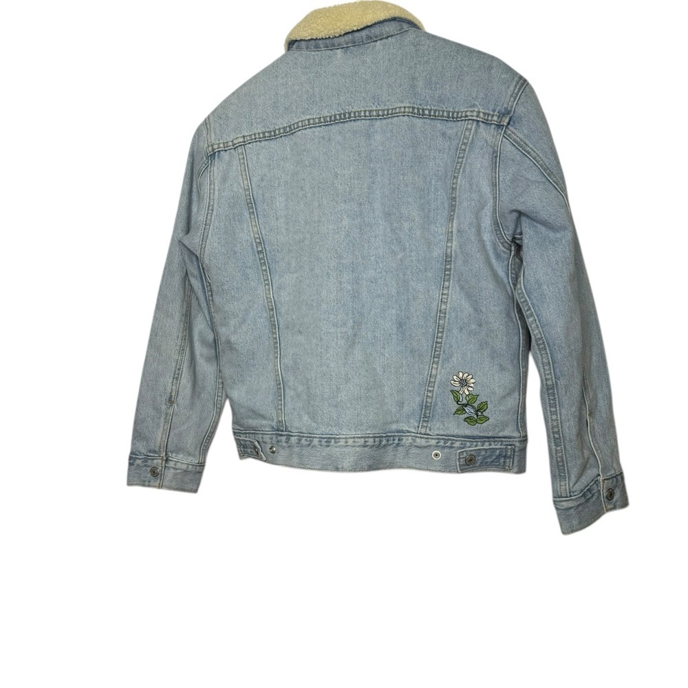 Denim Jacket Sherpa Trucker Embroidered Levi's 36137-0029 Blue Size Small - Picture 7 of 10